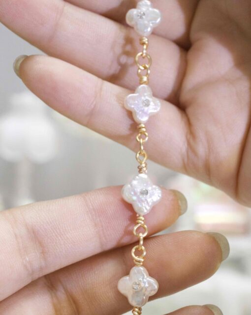 Lucky Clover Pearl Bracelet