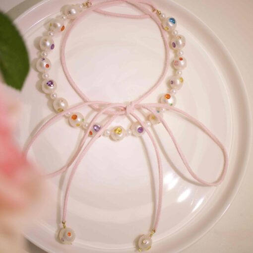 Funfetti Ribbon Donut Necklace,Multiple wearing styles