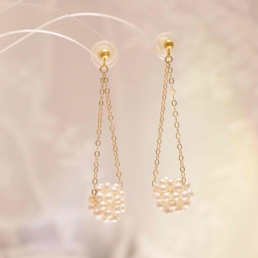 Dainty Pearl Hydrangea Earrings