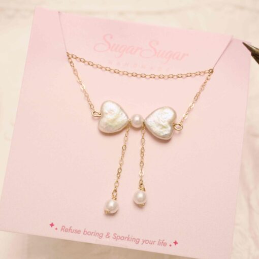 Sweetheart Pearl Bow Necklace