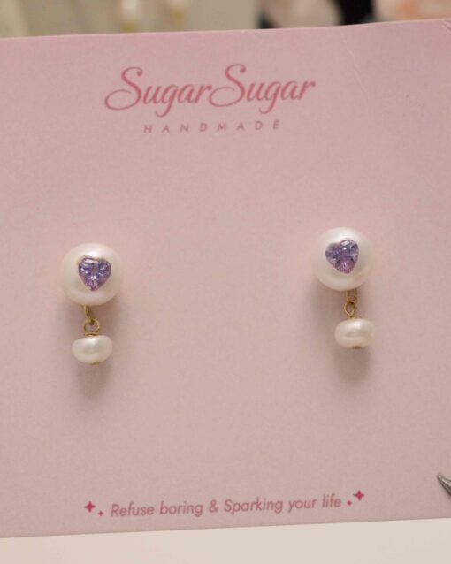 Sweetheart Dangle Pearl Studs